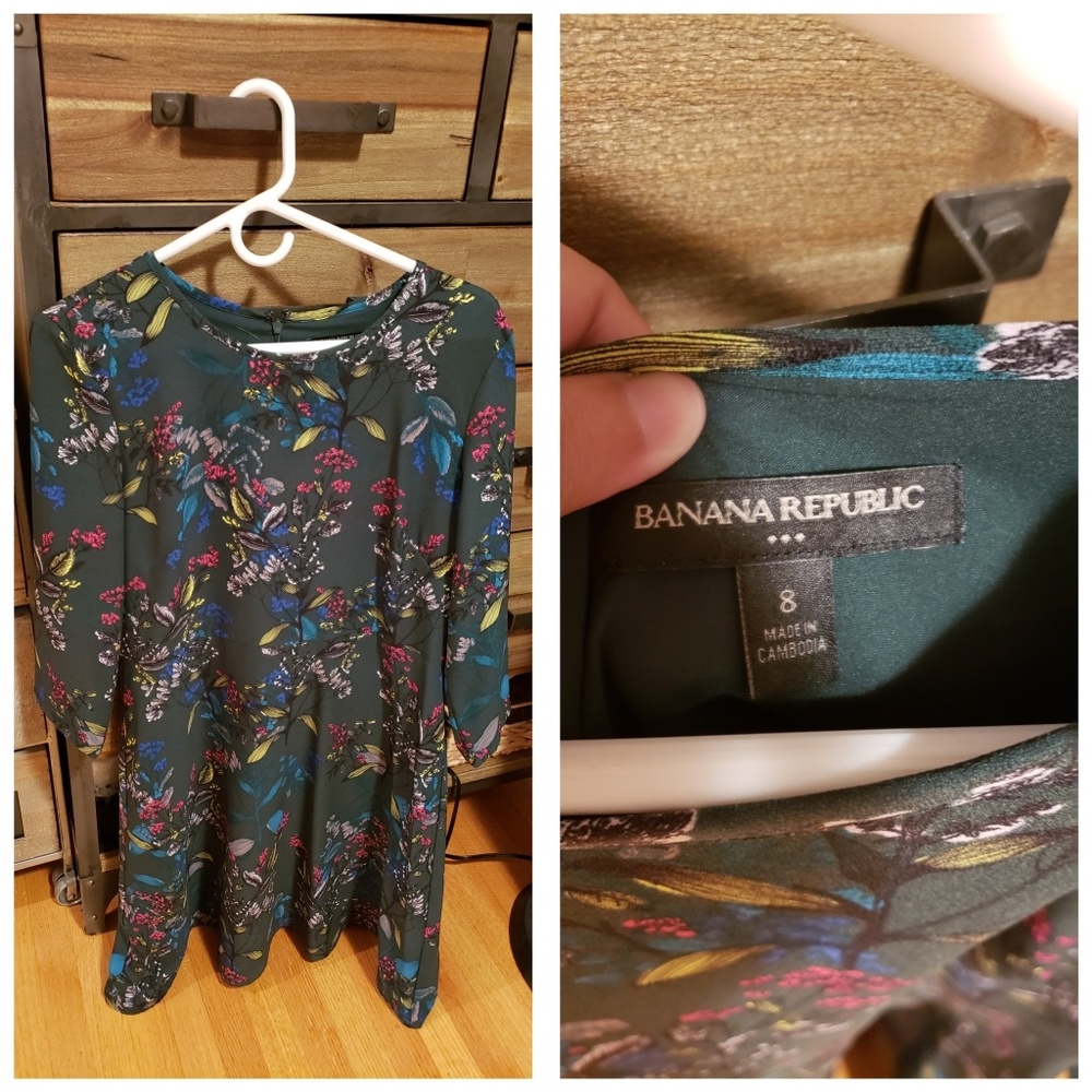 Banana Republic green, patterned dress